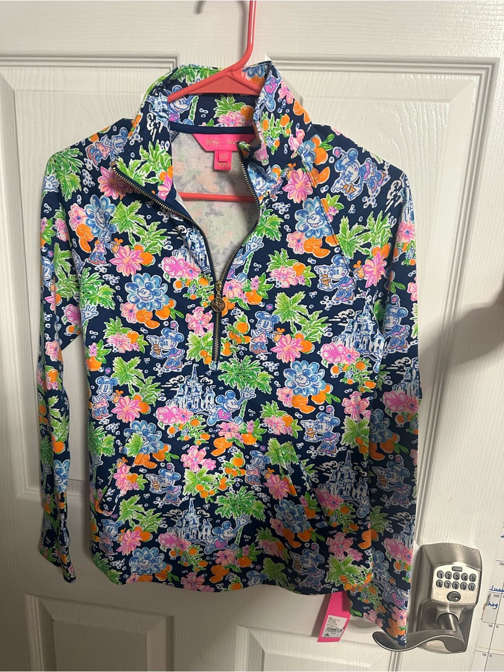Lilly Pulitzer Navy Floral Half-Zip Utility Jacket